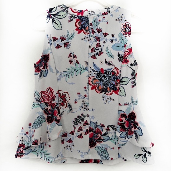 Floral sleeveless peplum top. Medium. 7th Avenue Design Studio - Picture 6 of 10
